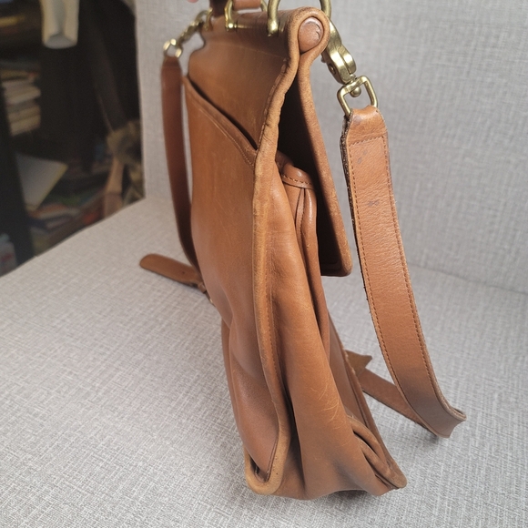 Vintage Coach Tan Leather Briefcase Laptop Messenger Bag Brown Tote - Picture 5 of 12